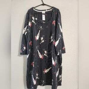 Soma NWT Embraceable Pajama Dress 3/4th sleeve sleep shirt Posh Party Black L